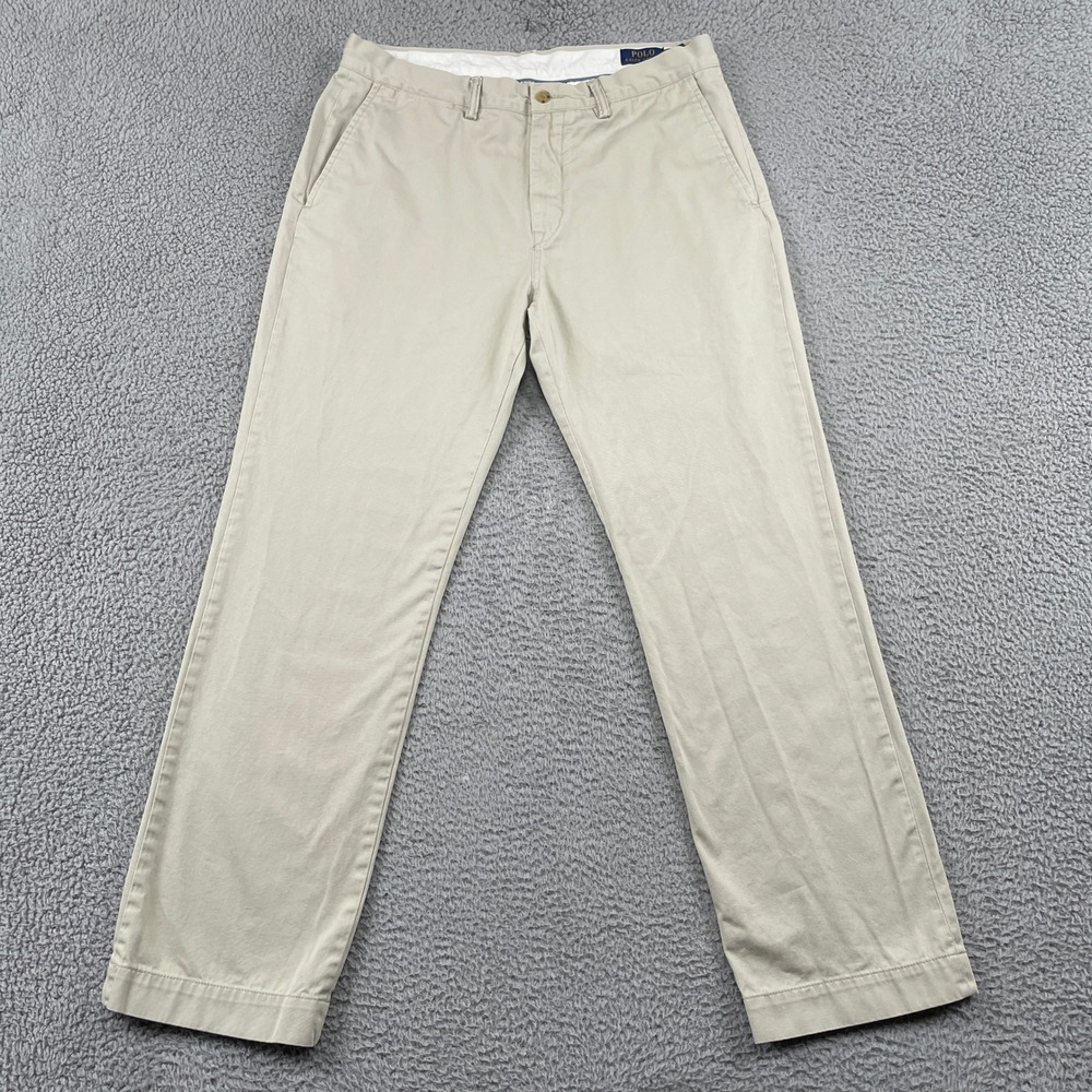 Polo Ralph Lauren Chino Pants Mens 34/32 Tan Classic Fit Cotton Twill Flat Front